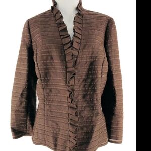 Lafayette 148 New York Chocolate Ruffle Blazer